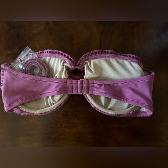 Shade & Shore Pink Women's Crochet Bandeau Bikini Top Size 36B or 36D NWT - Picture 7 of 10